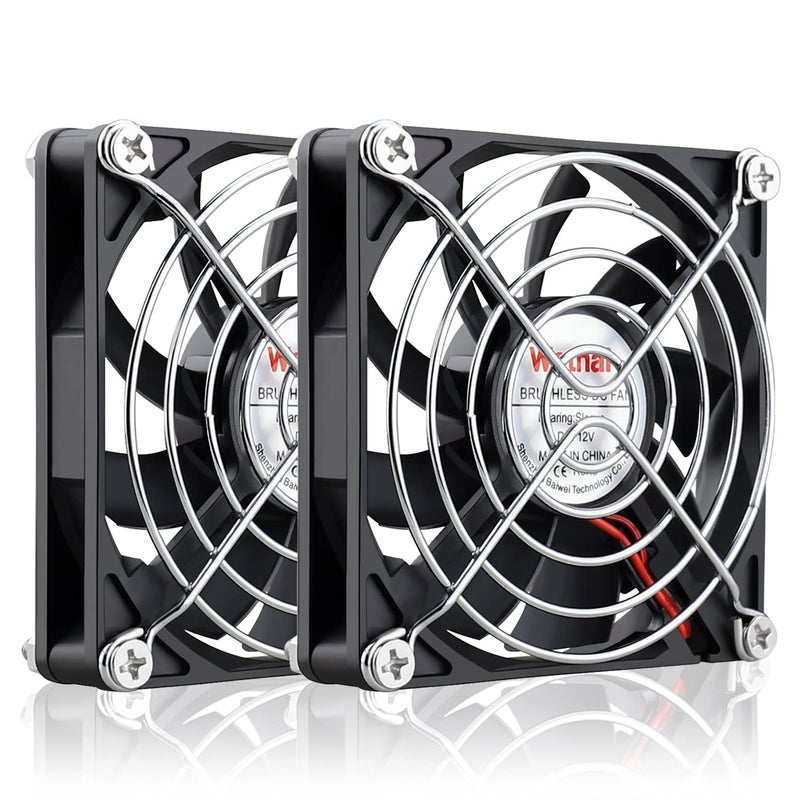 Wathai DC Brushless 12V Cooling Case Fan 80mm x 15mm 3'' 2Pin for Exhaust Replacement Part 2Pack - Image 1